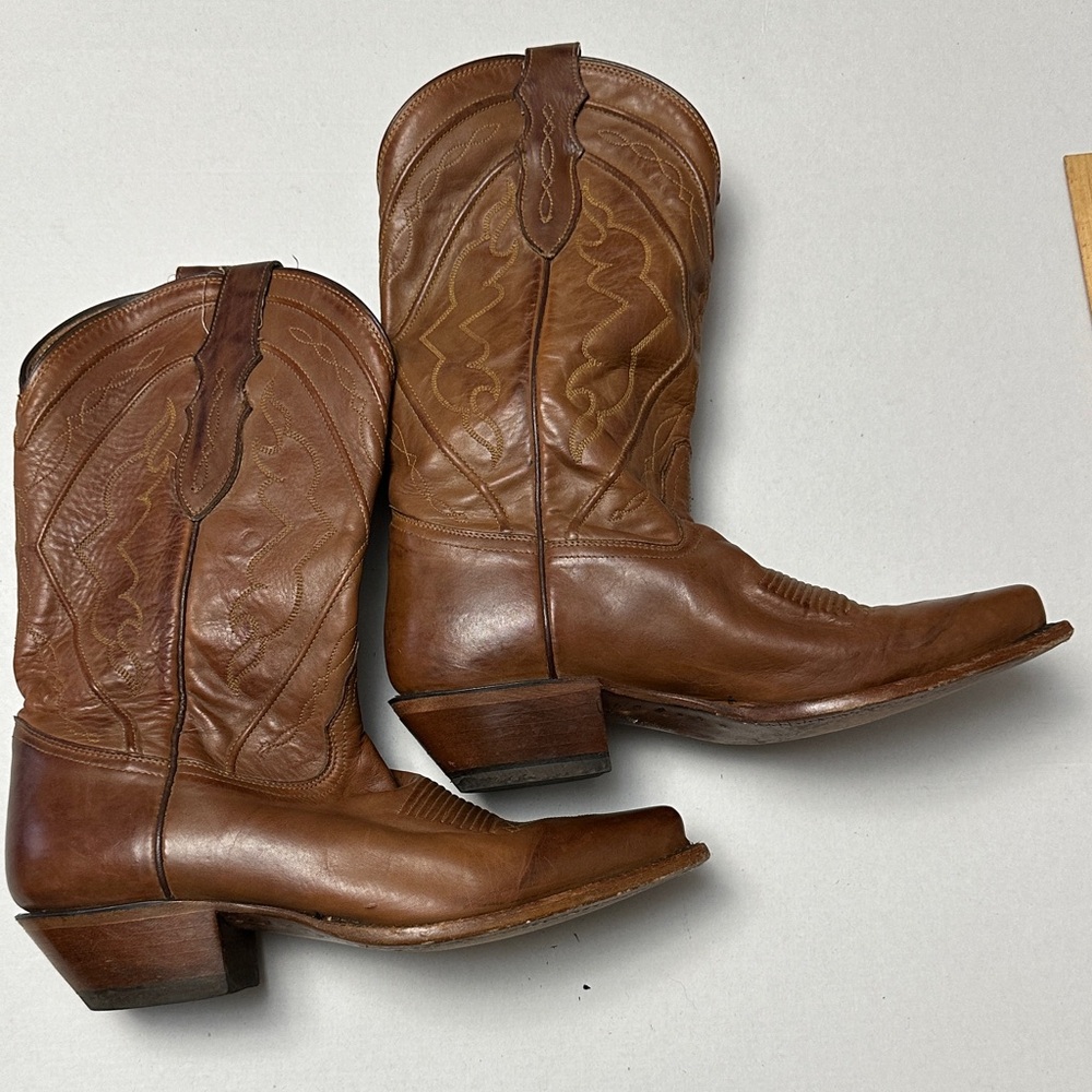 Tony Lama Classic Brown Leather Cowboy Boots